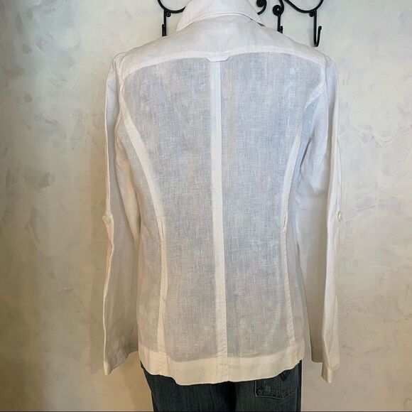 Loft Size small White 100% linen Safari Military Jacket White - Picture 12 of 12